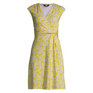 Lands' End Fit and Flare Dress Yellow Lemon 3X Plus Size